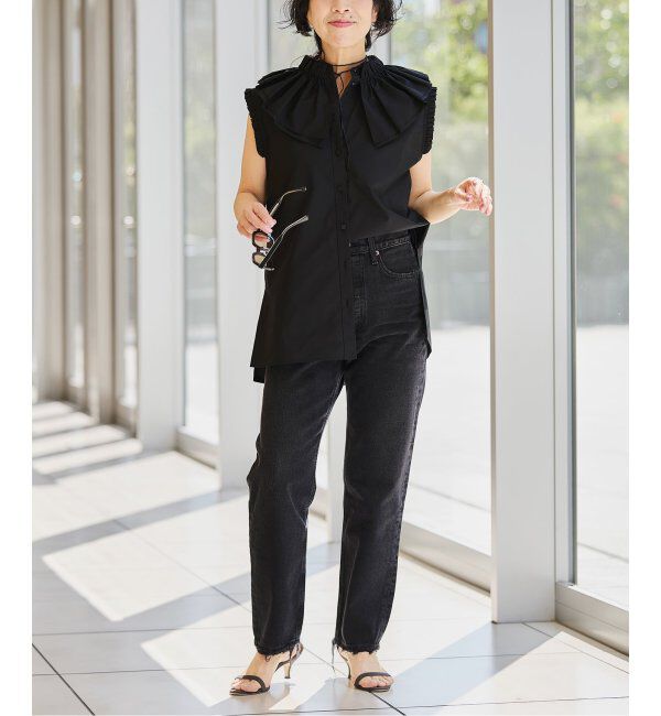 IENA LA BOUCLE「IENA LA BOUCLE C/Pポプリンフリルカラーシャツ」|シャツ・ブラウス|