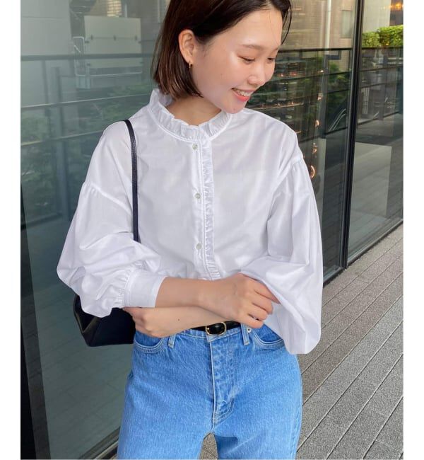 SLOBE IENA「《追加》ミニフリルブラウス」|シャツ・ブラウス|ホワイト