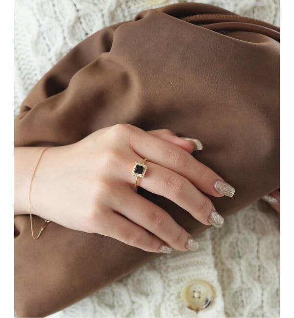 SLOBE IENA「《WEB限定/追加》ODUL SLOBE別注 スクエアカットリング」|リング|ブラック