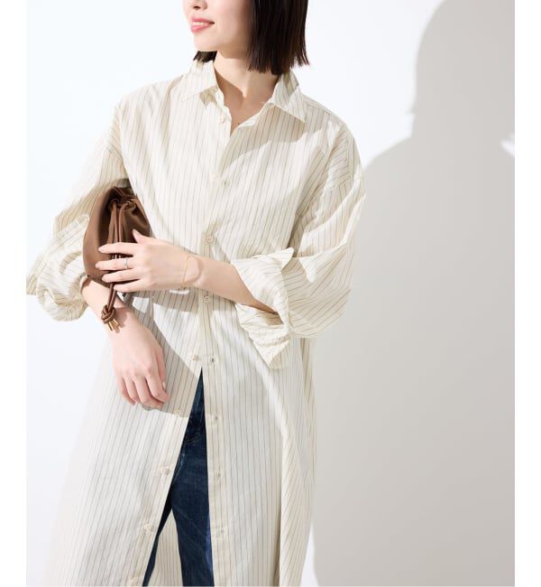 SLOBE IENA「《予約》ファインブロードEXロングシャツワンピース」|ワンピース|ナチュラル