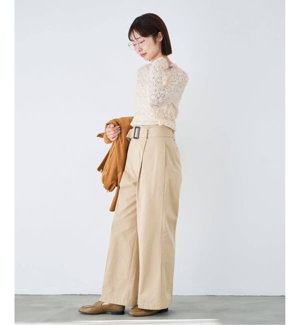 IENA「《WEB限定/追加5予約》Flowerストレッチレースプルオーバー」|Tシャツ・カットソー|