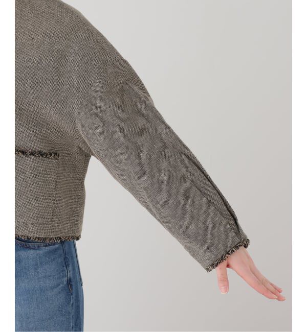 IENA「《セットアップ対応》カラミツイードショートジャケット」|ノーカラージャケット|