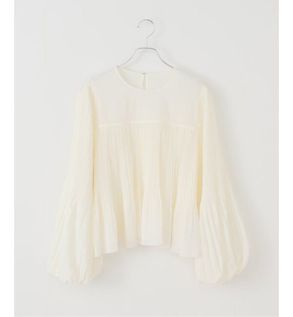 NOBLE「ファジーシフォンプリーツボリュームブラウス」|シャツ・ブラウス|ホワイト A