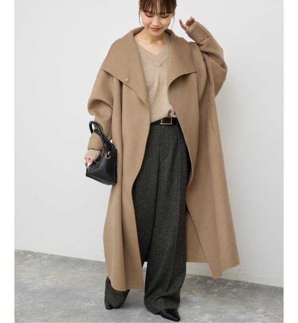 Spick and Span「《WEB限定 / 追加2》ビーバーニュアンスカラーオーバーコート」|ノーカラーコート|