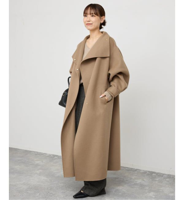 Spick and Span「《WEB限定 / 追加2》ビーバーニュアンスカラーオーバーコート」|ノーカラーコート|