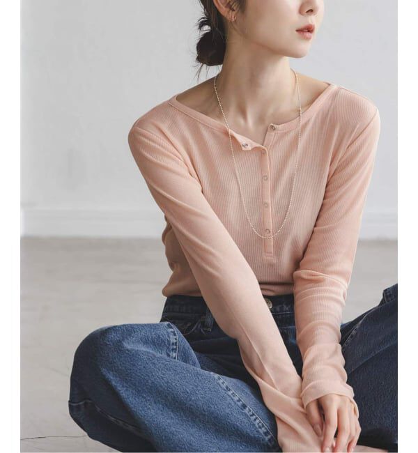 NOBLE「シアーテレコヘンリーネックプルオーバー」|Tシャツ・カットソー|オレンジ