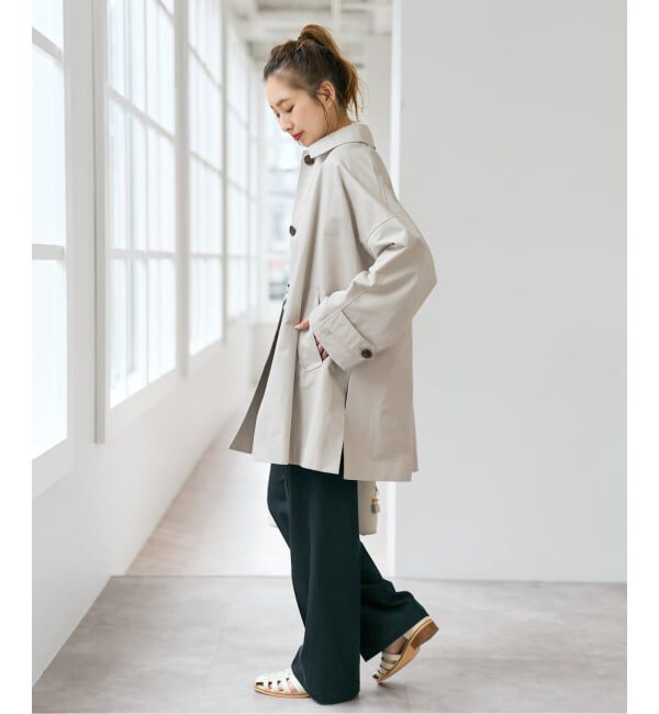 Spick and Span「T/Cギャバステンカラーハーフコート」|ステンカラーコート|