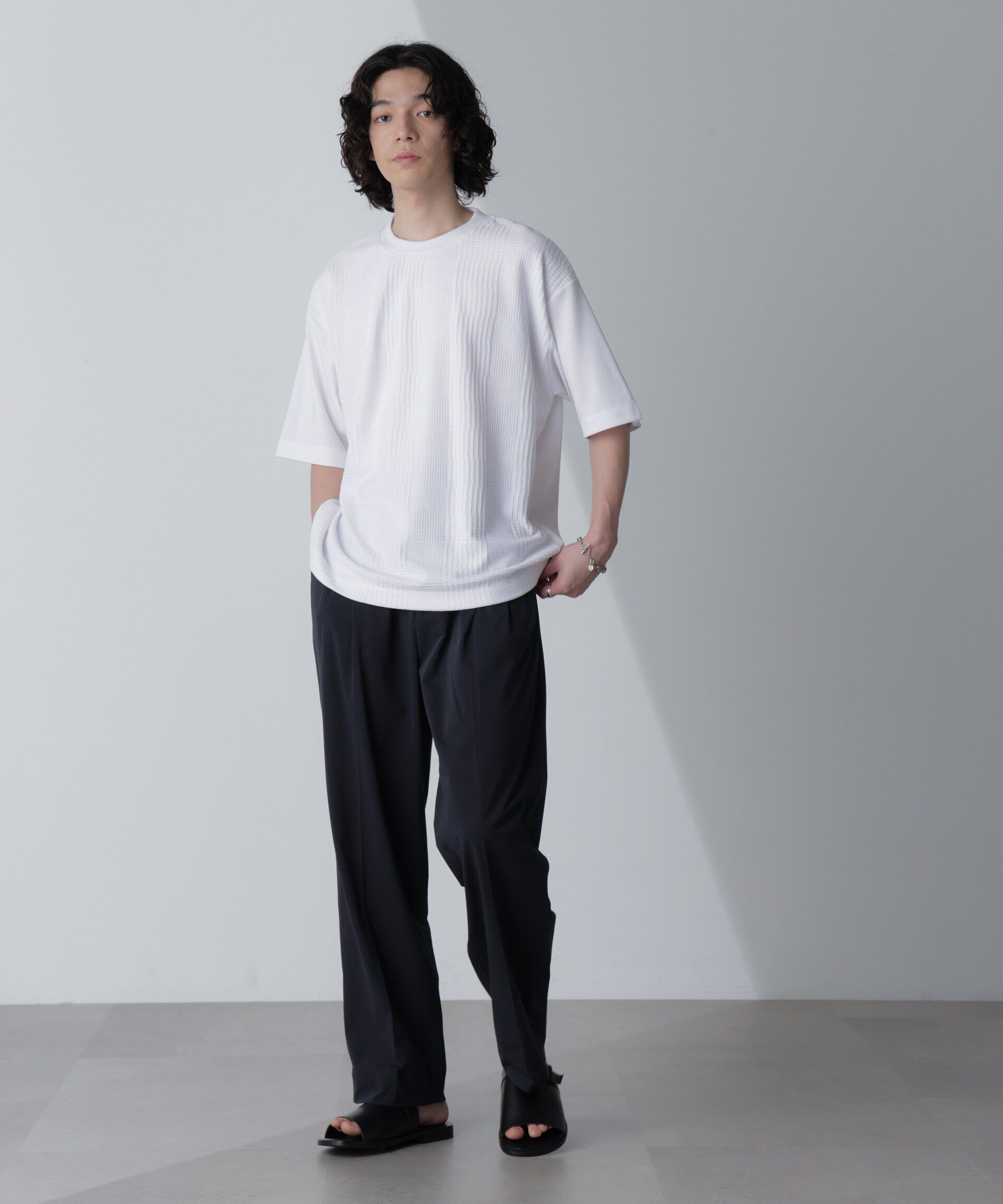 nano･universe「「AIR PASSAGE」テーパードイージーパンツ（セットアップ可）」|チノ|