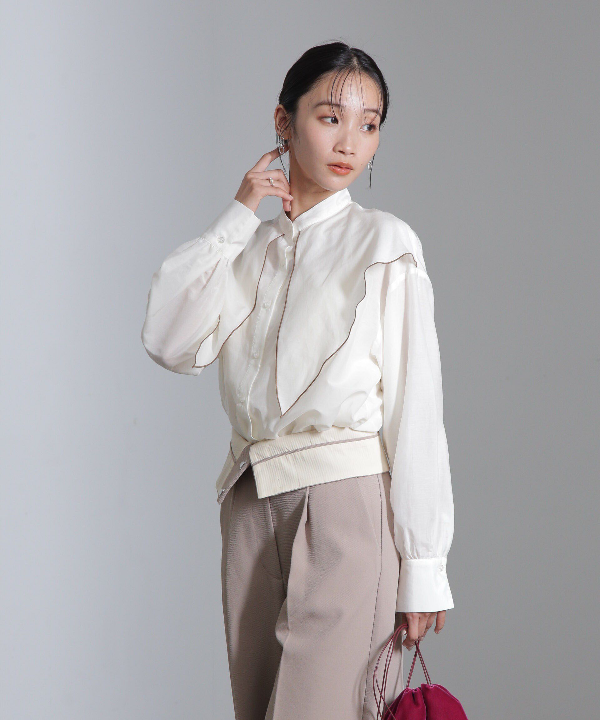 nano･universe「シルク混ビックカラーシャツ」|シャツ・ブラウス|