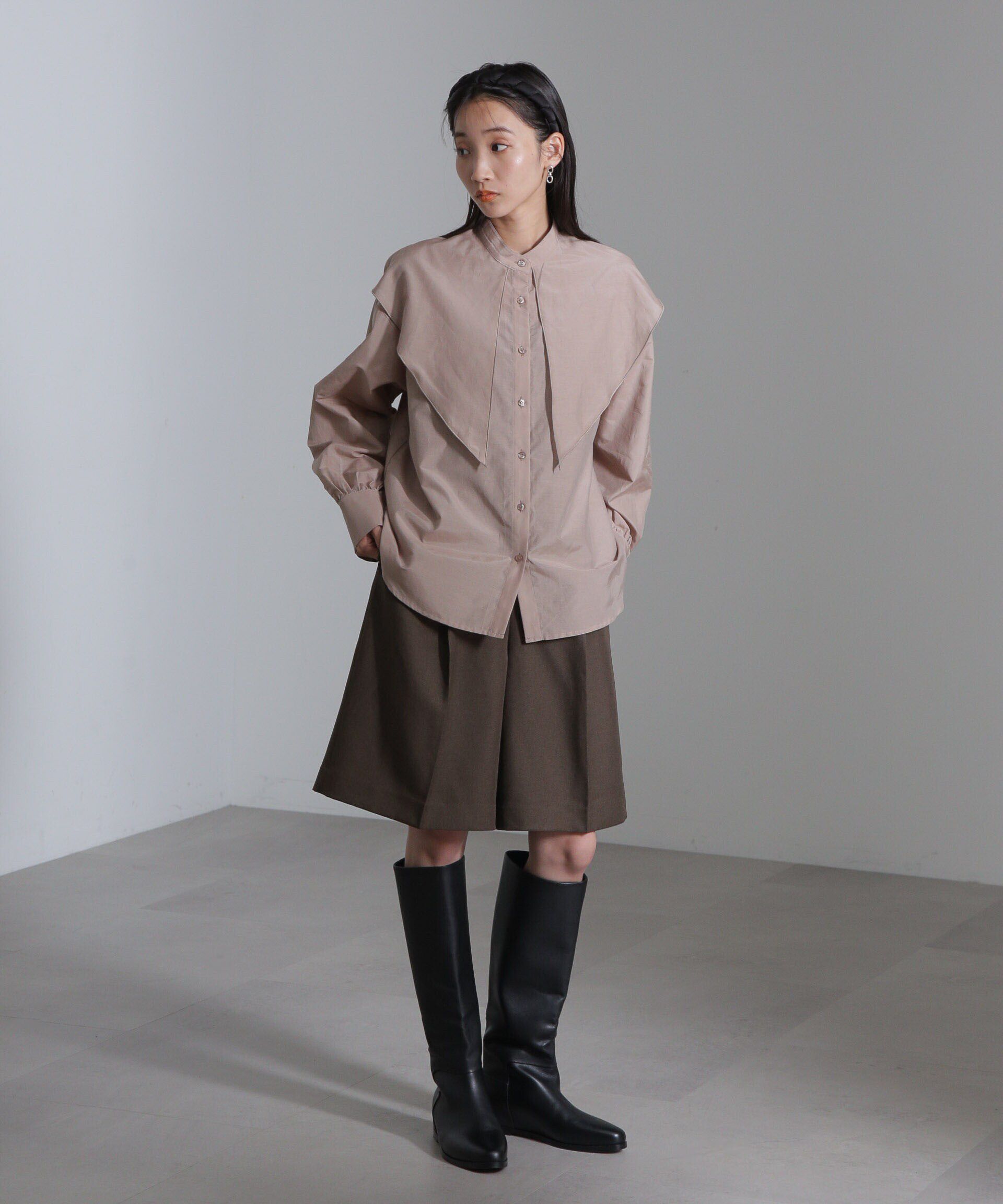 nano･universe「シルク混ビックカラーシャツ」|シャツ・ブラウス|