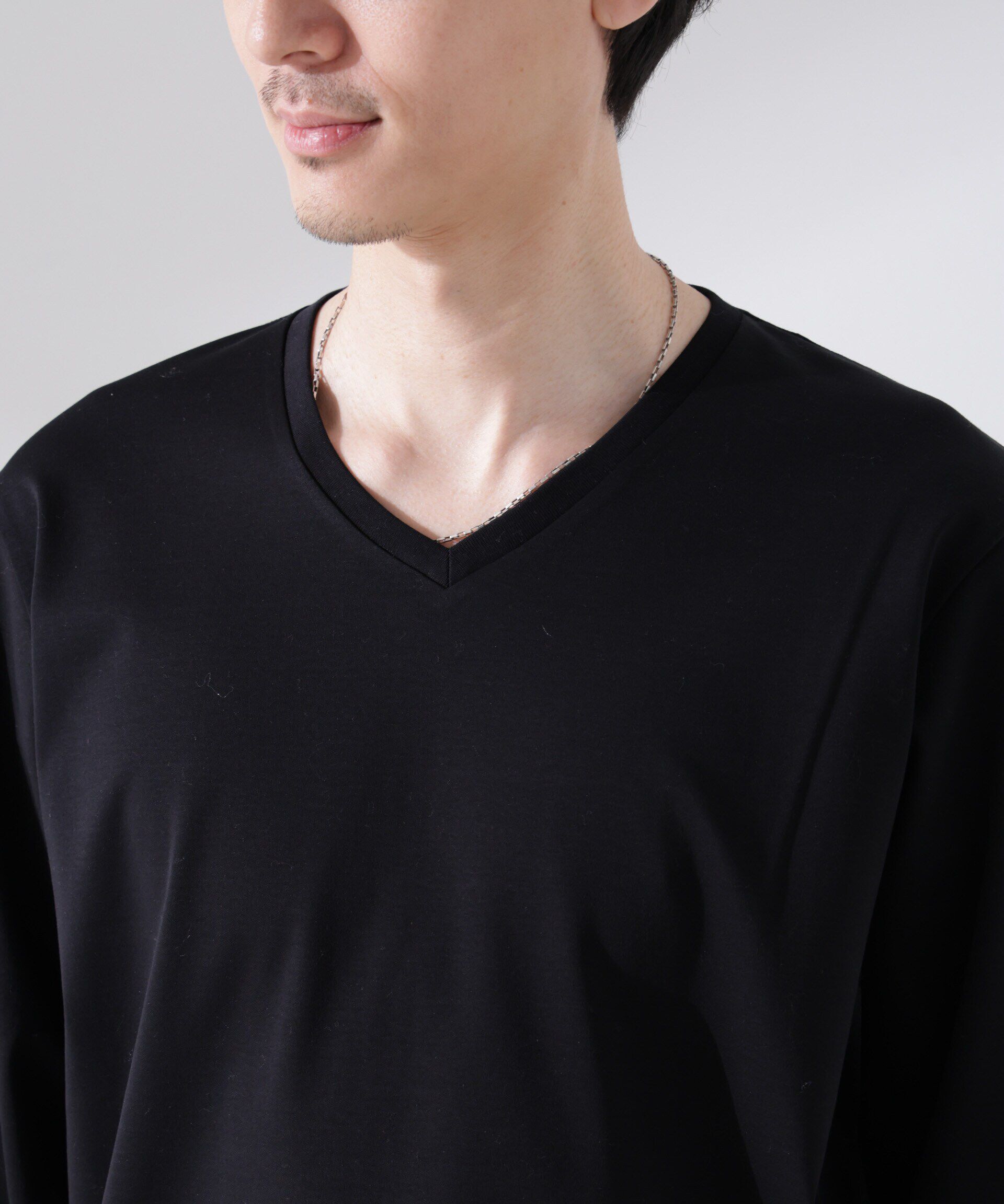 nano･universe「アンチスメル VネックTシャツ 長袖」|Tシャツ・カットソー|