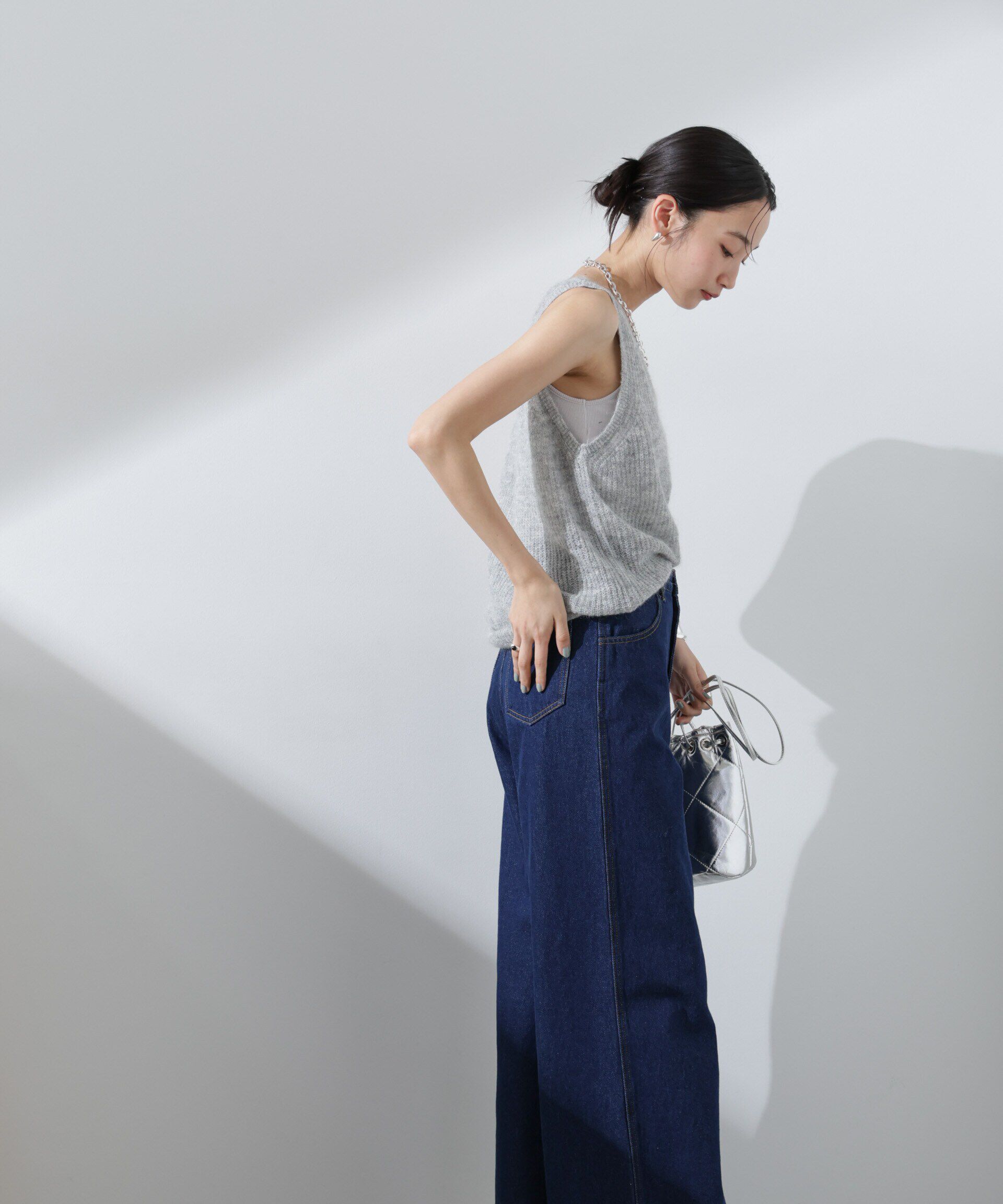 nano･universe「ワイドデニムパンツ（セットアップ可）」|チノ|