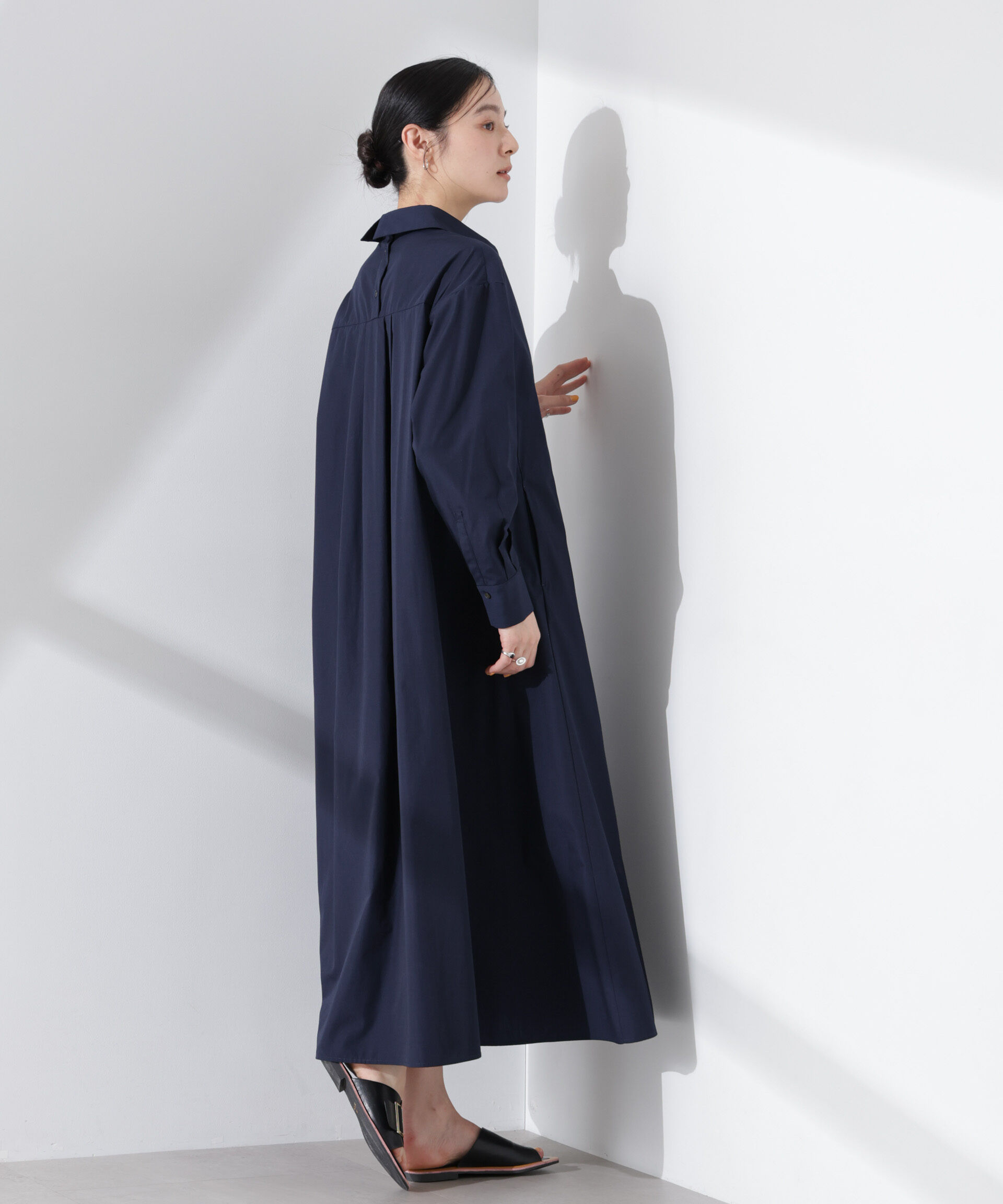 nano･universe「ニュアンスカラーフレアシャツワンピース」|ワンピース|