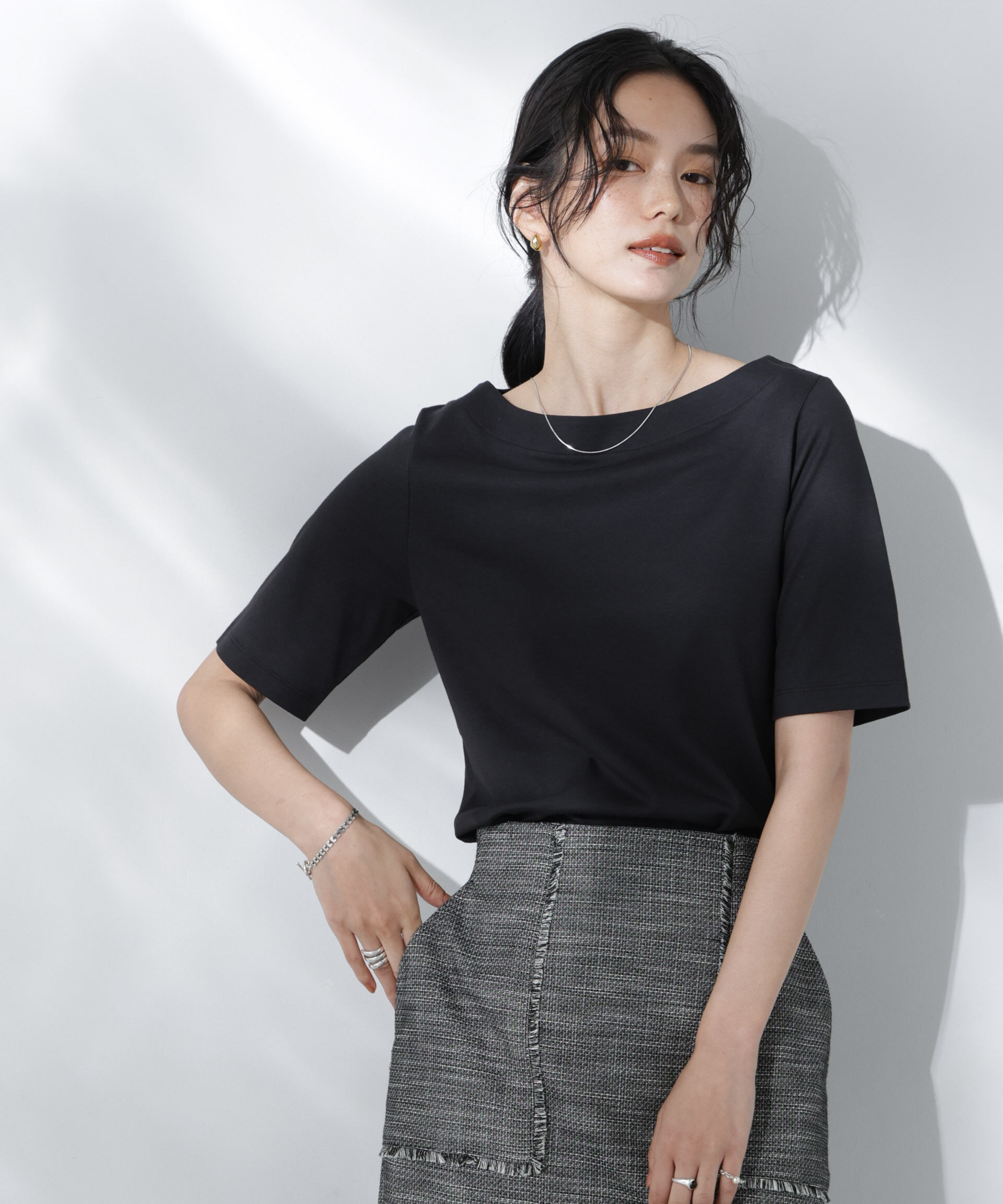 nano･universe「Anti Soaked(R) 汗染み防止ボートネックTシャツ」|Tシャツ・カットソー|