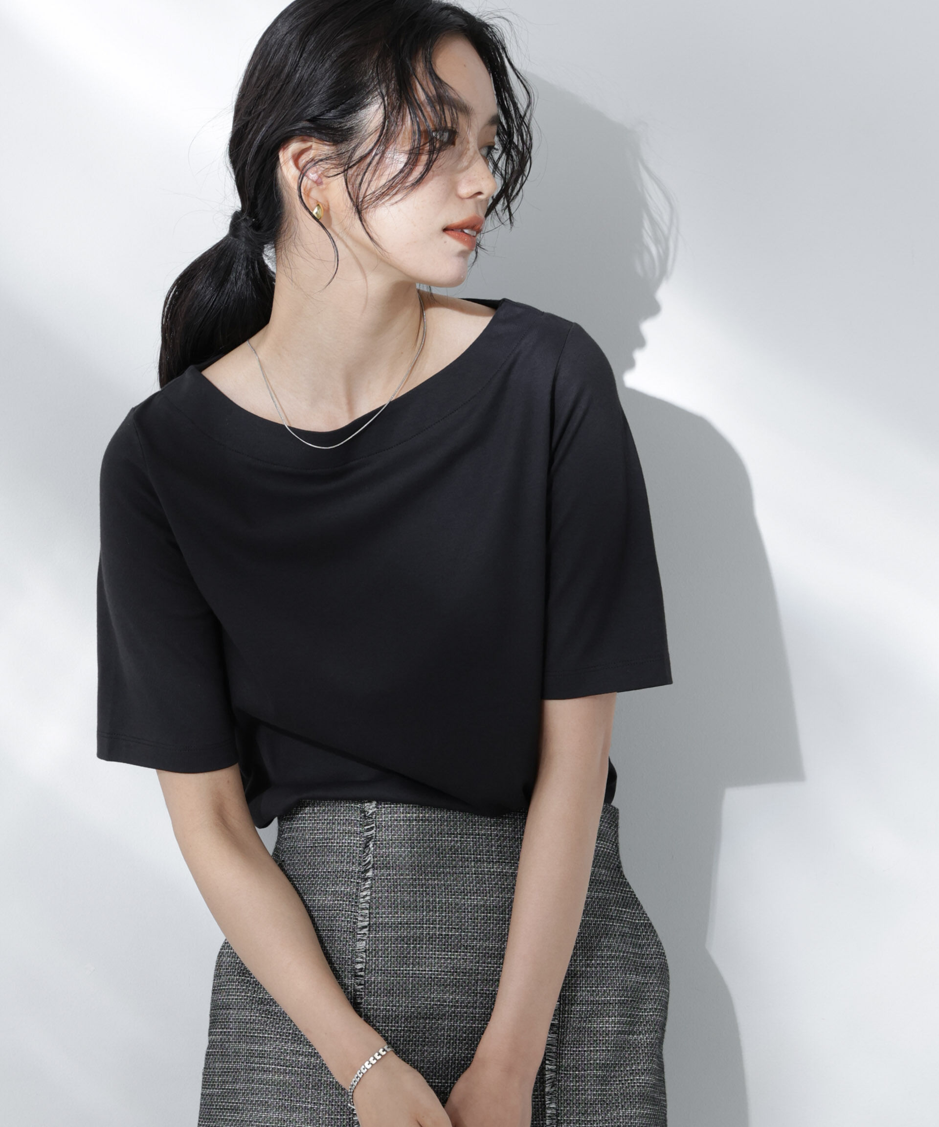 nano･universe「Anti Soaked(R) 汗染み防止ボートネックTシャツ」|Tシャツ・カットソー|