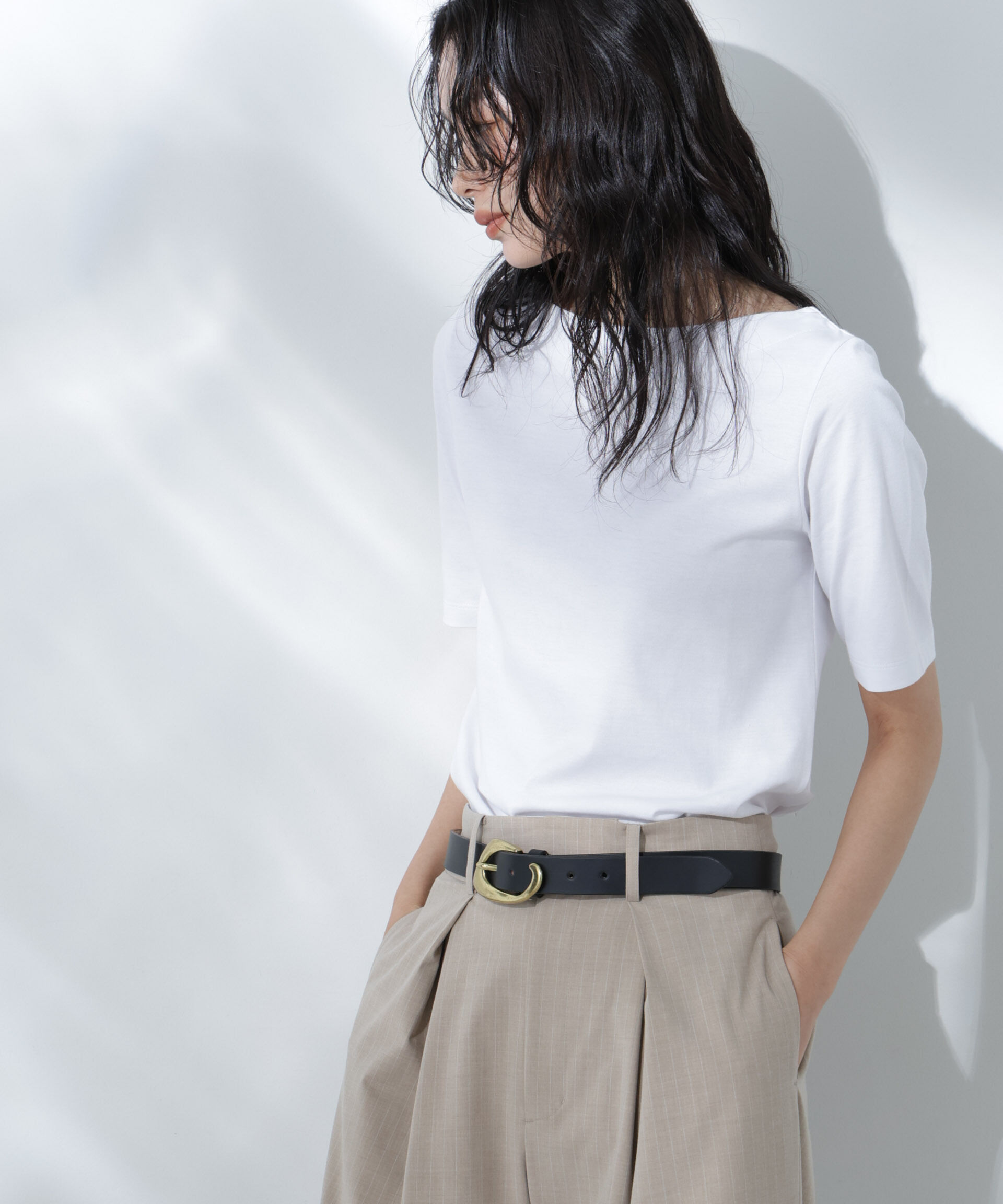 nano･universe「Anti Soaked(R) 汗染み防止ボートネックTシャツ」|Tシャツ・カットソー|