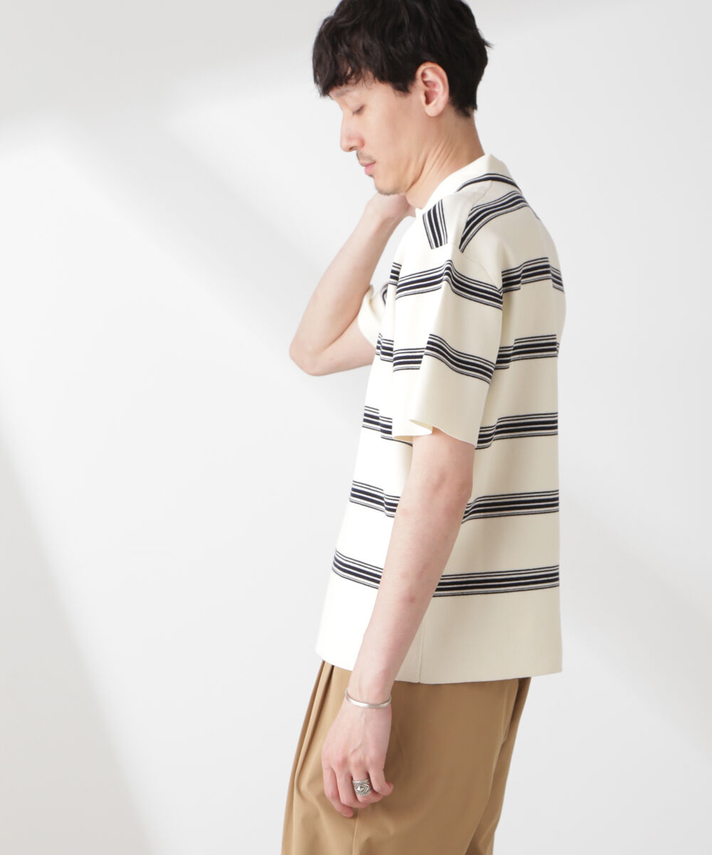 nano･universe「ミラノリブボーダーニットポロ」|ニット・セーター|