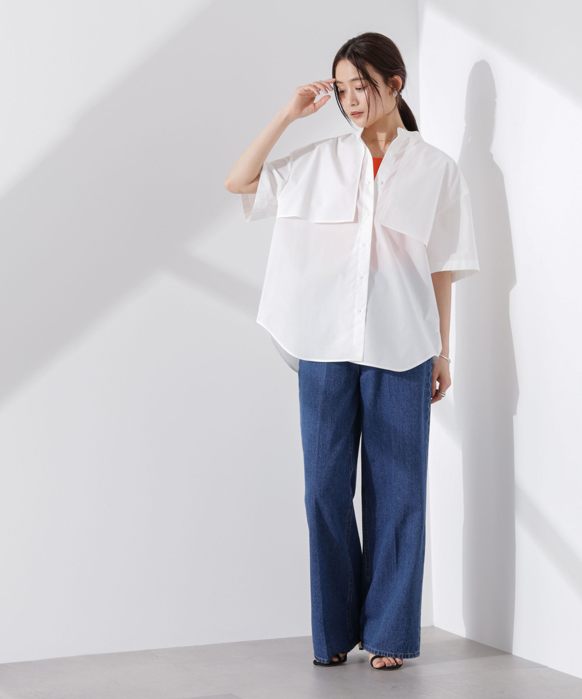 nano･universe「ケープディティール半袖シャツ」|シャツ・ブラウス|