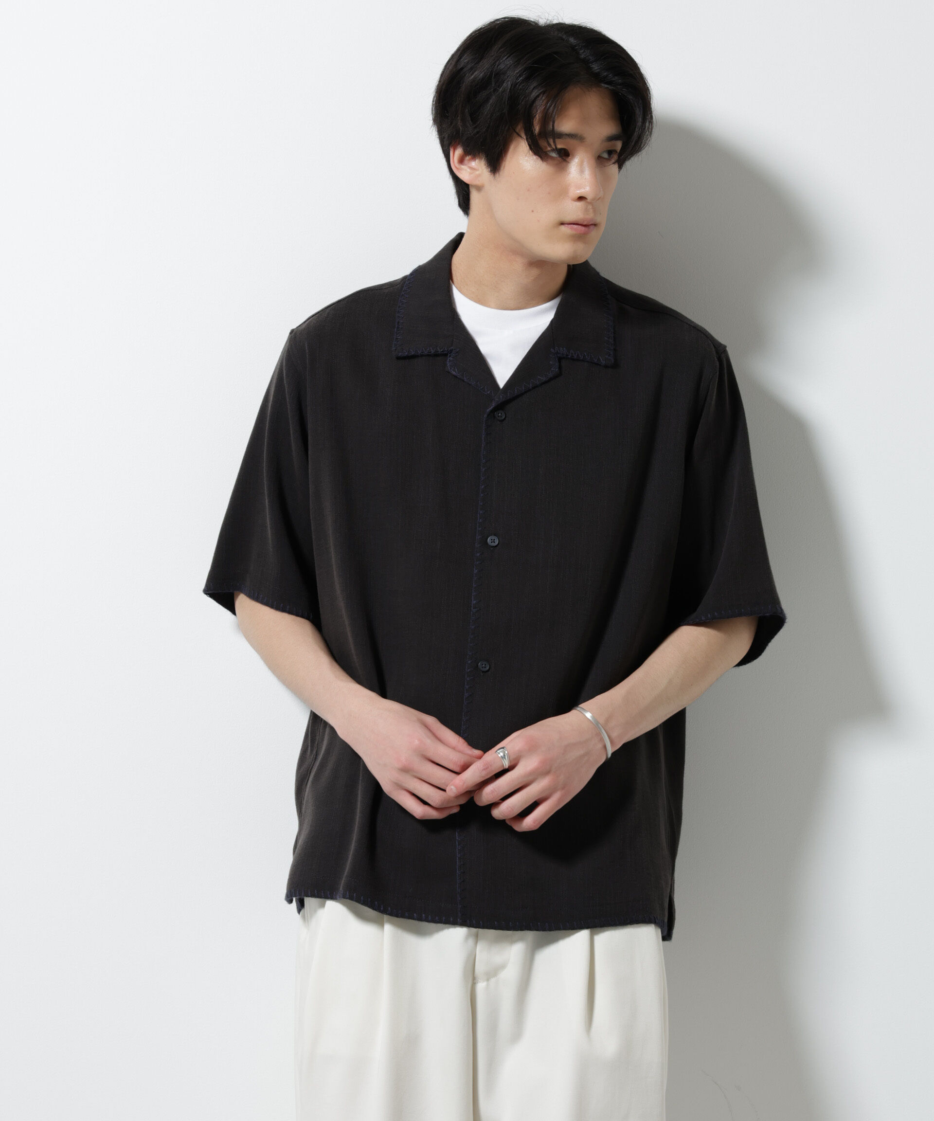 nano･universe「ハンドステッチリラックスシャツ 半袖」|シャツ・ブラウス|