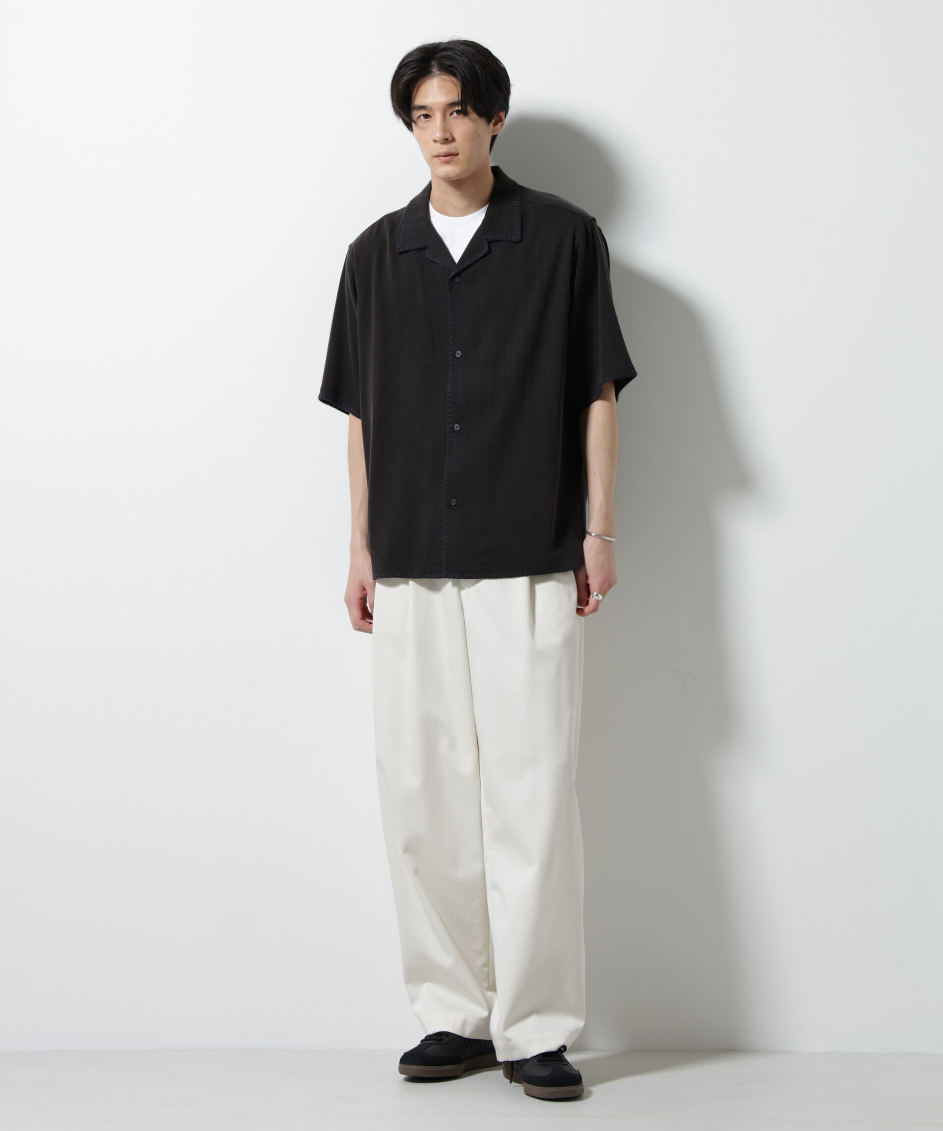 nano･universe「ハンドステッチリラックスシャツ 半袖」|シャツ・ブラウス|