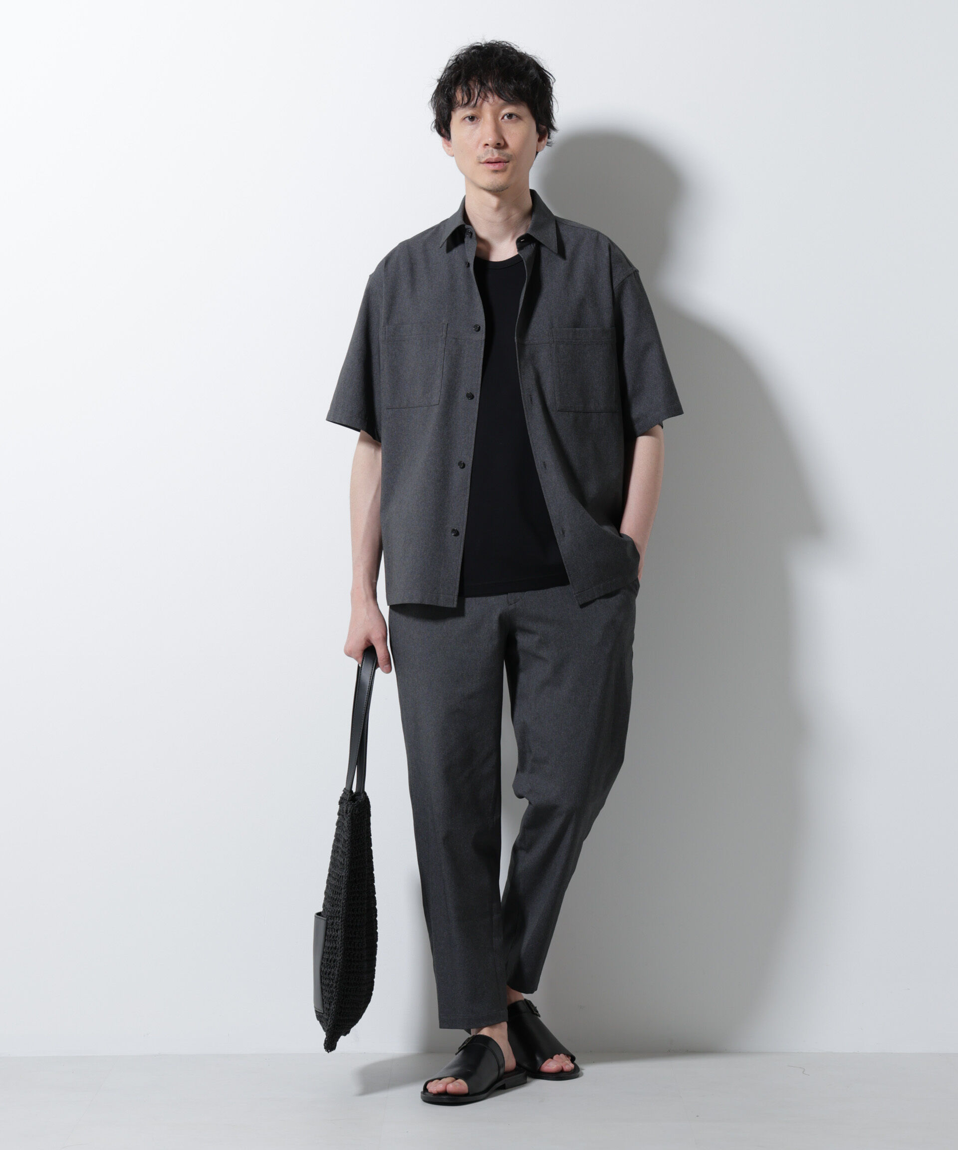 nano･universe「DotAir(R)ミニホールストレッチイージーパンツ/吸水速乾(セットアップ可)」|チノ|