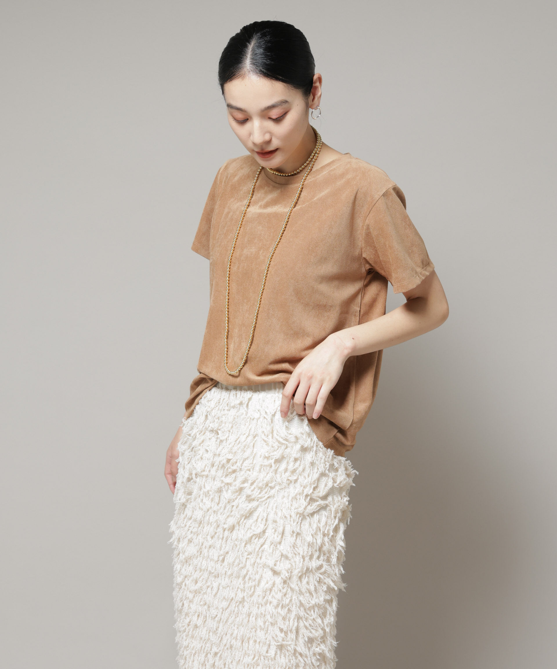 nano･universe「フェイクスエードTシャツ」|Tシャツ・カットソー|