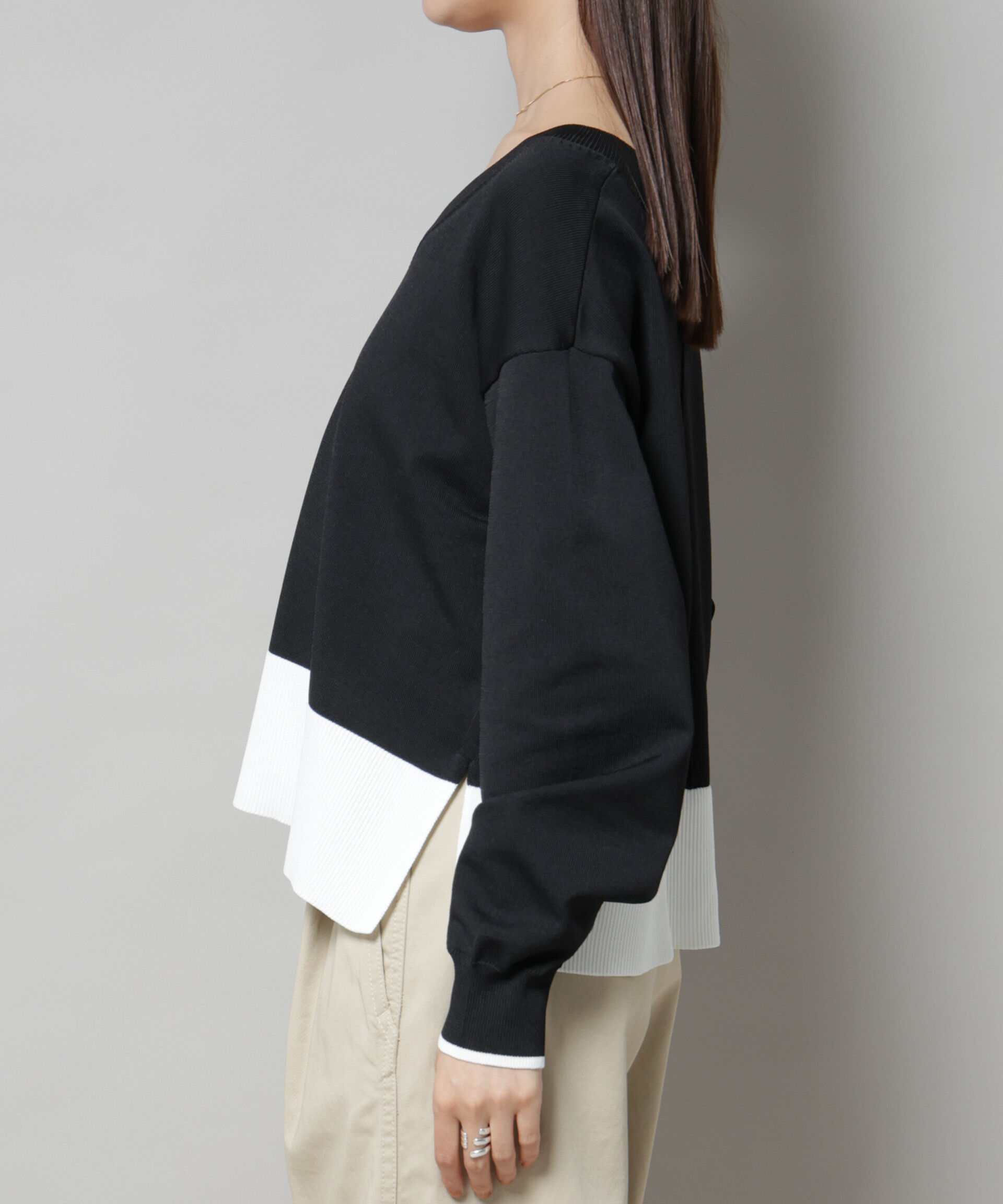 nano･universe「洗濯機洗可前後2way配色ニット」|ニット・セーター|