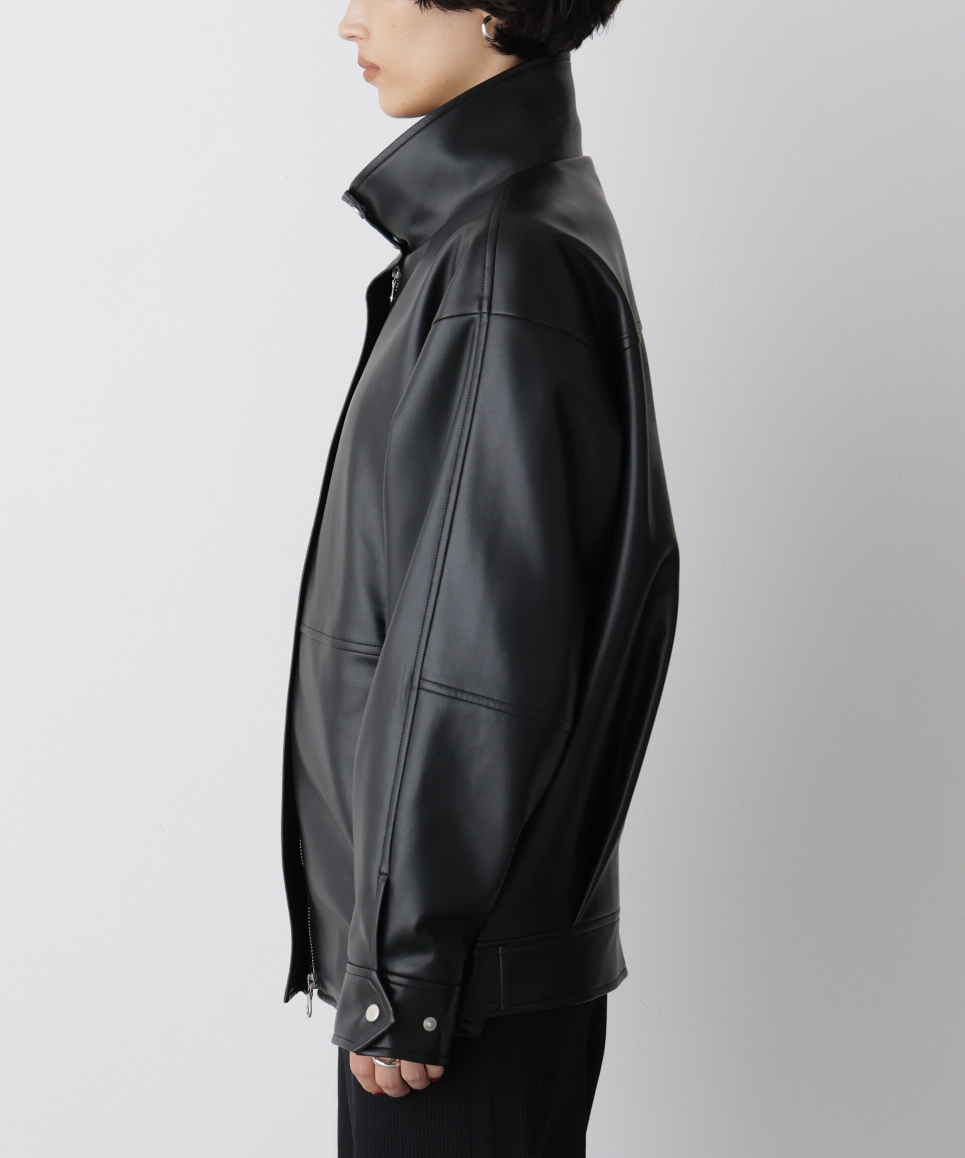  「「STEVELOUR」スタンドフェイクレザージップブルゾン」|ブルゾン・スタジャン|