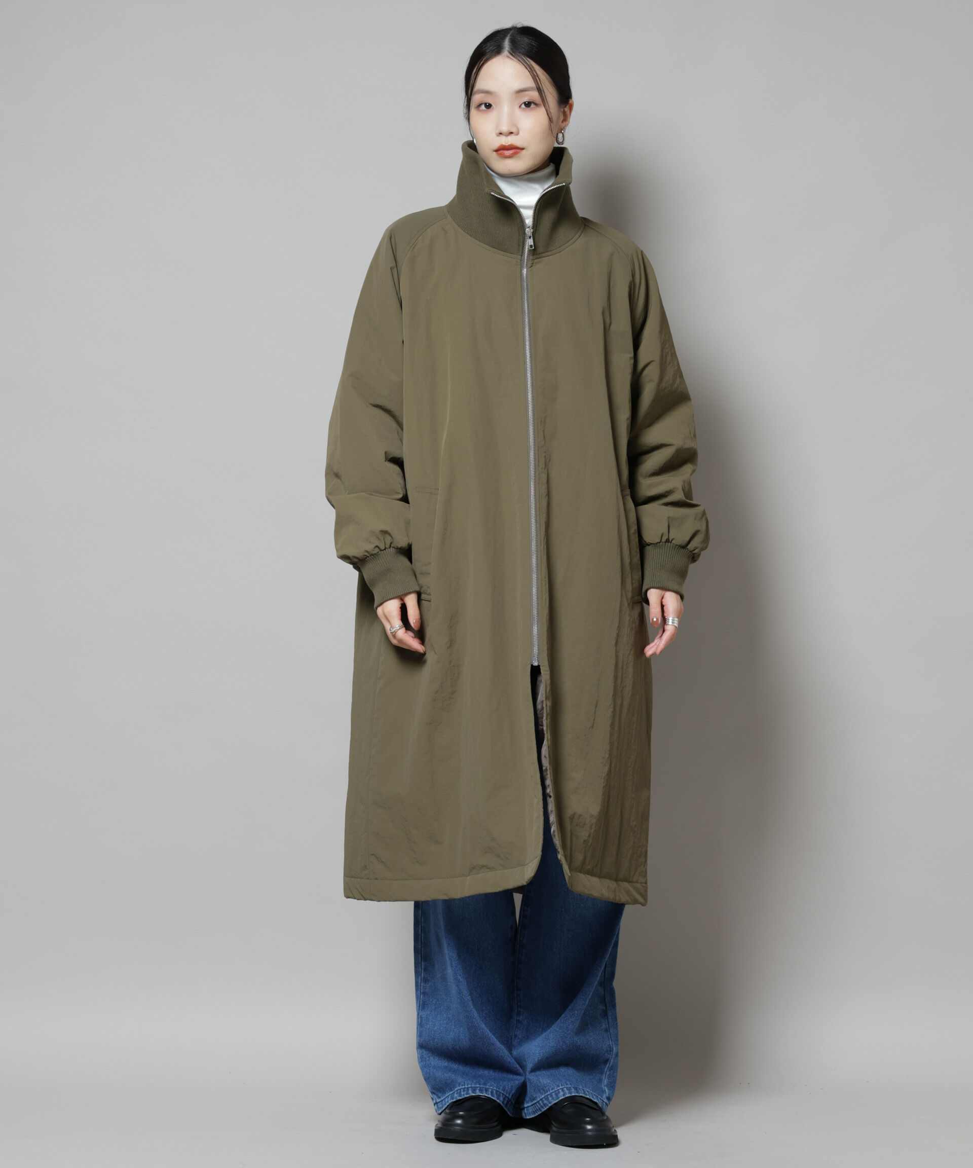 nano･universe「撥水加工・機能中綿 ジップアップリブロングコート」|その他|