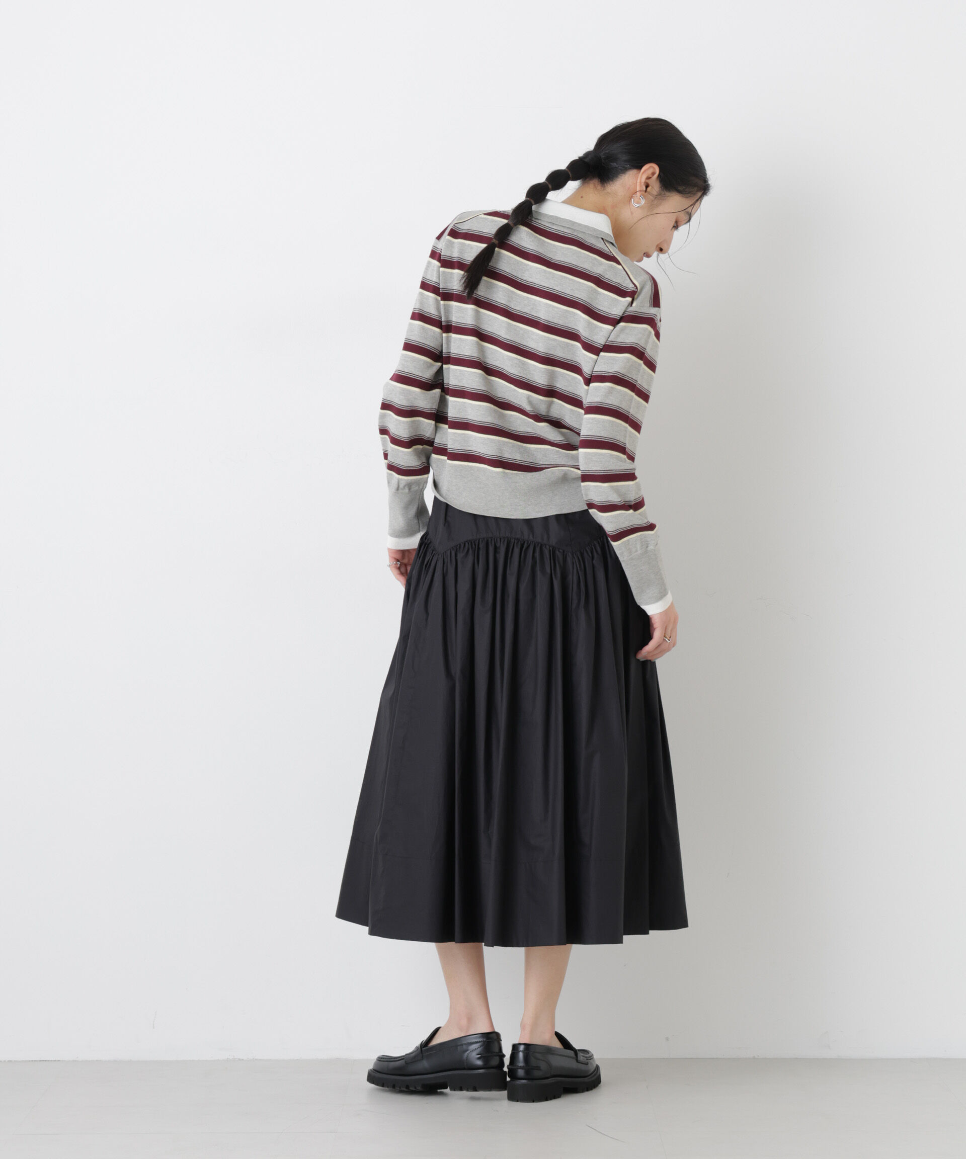 nano･universe「レイヤードライクボーダーポロニット」|ニット・セーター|