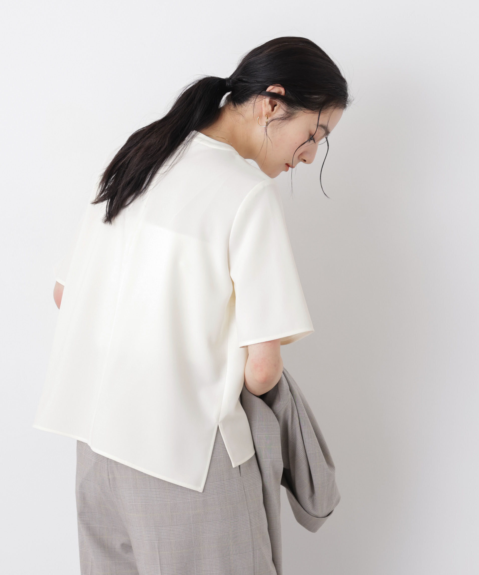 nano･universe「DressT/クルーネックハーフスリーブブラウス」|シャツ・ブラウス|