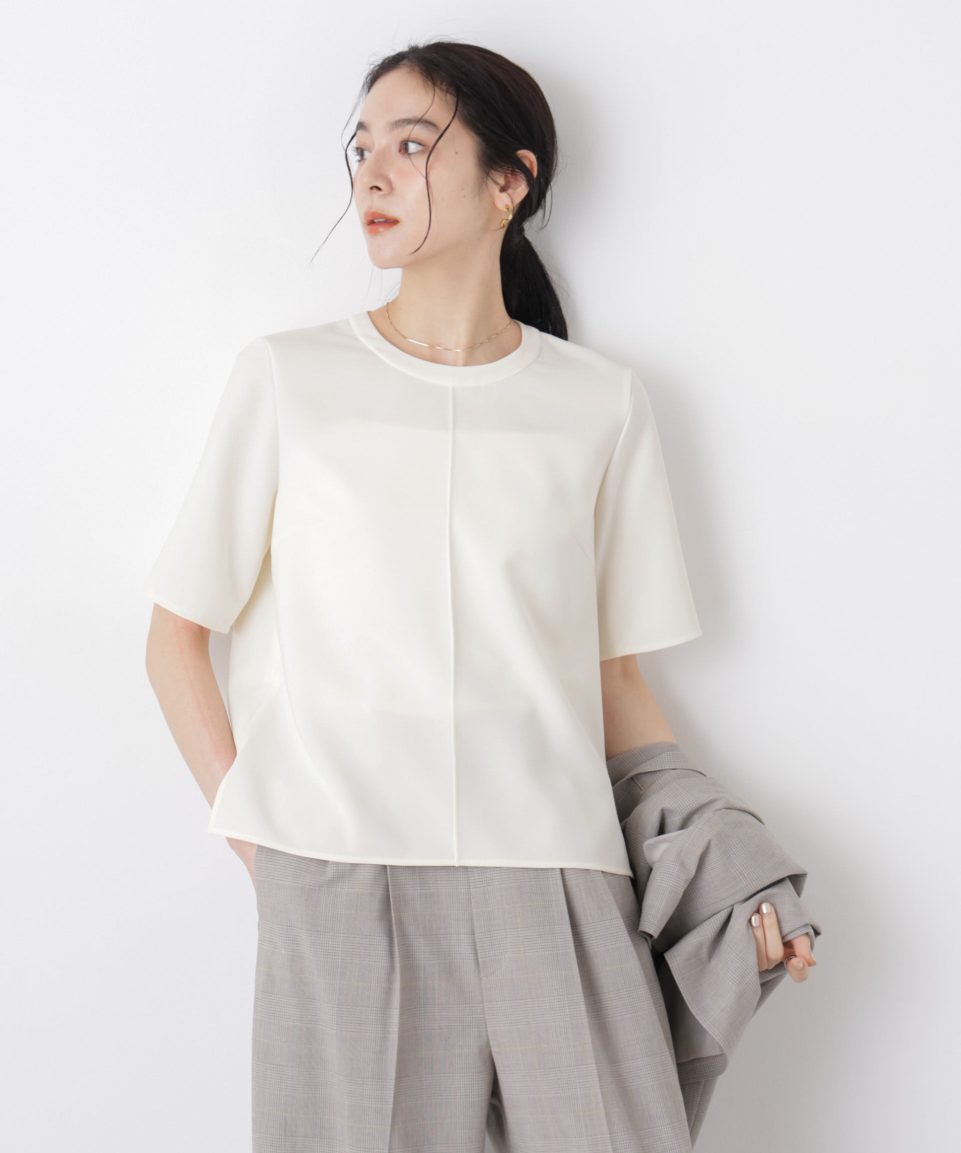nano･universe「DressT/クルーネックハーフスリーブブラウス」|シャツ・ブラウス|