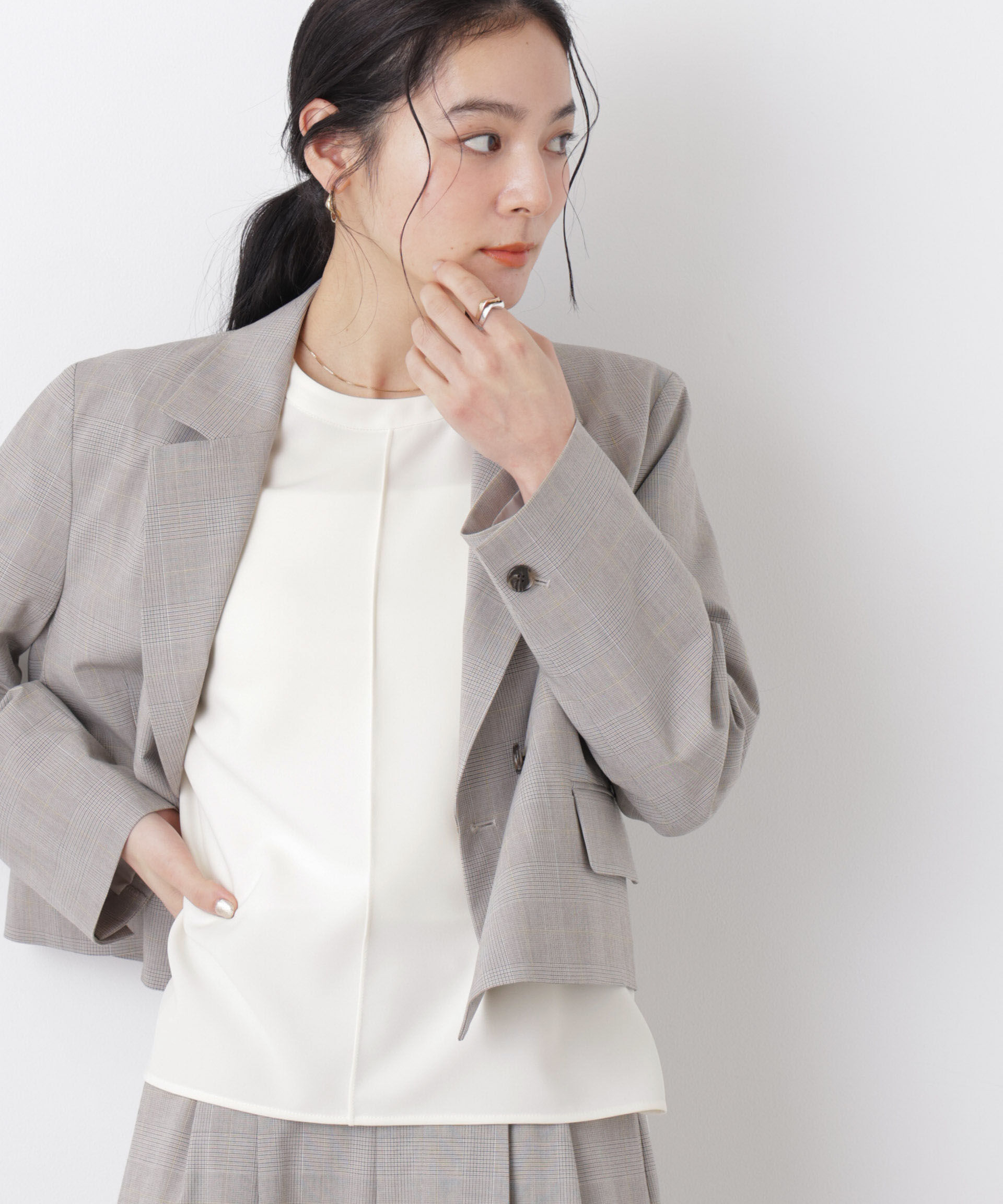 nano･universe「DressT/クルーネックハーフスリーブブラウス」|シャツ・ブラウス|