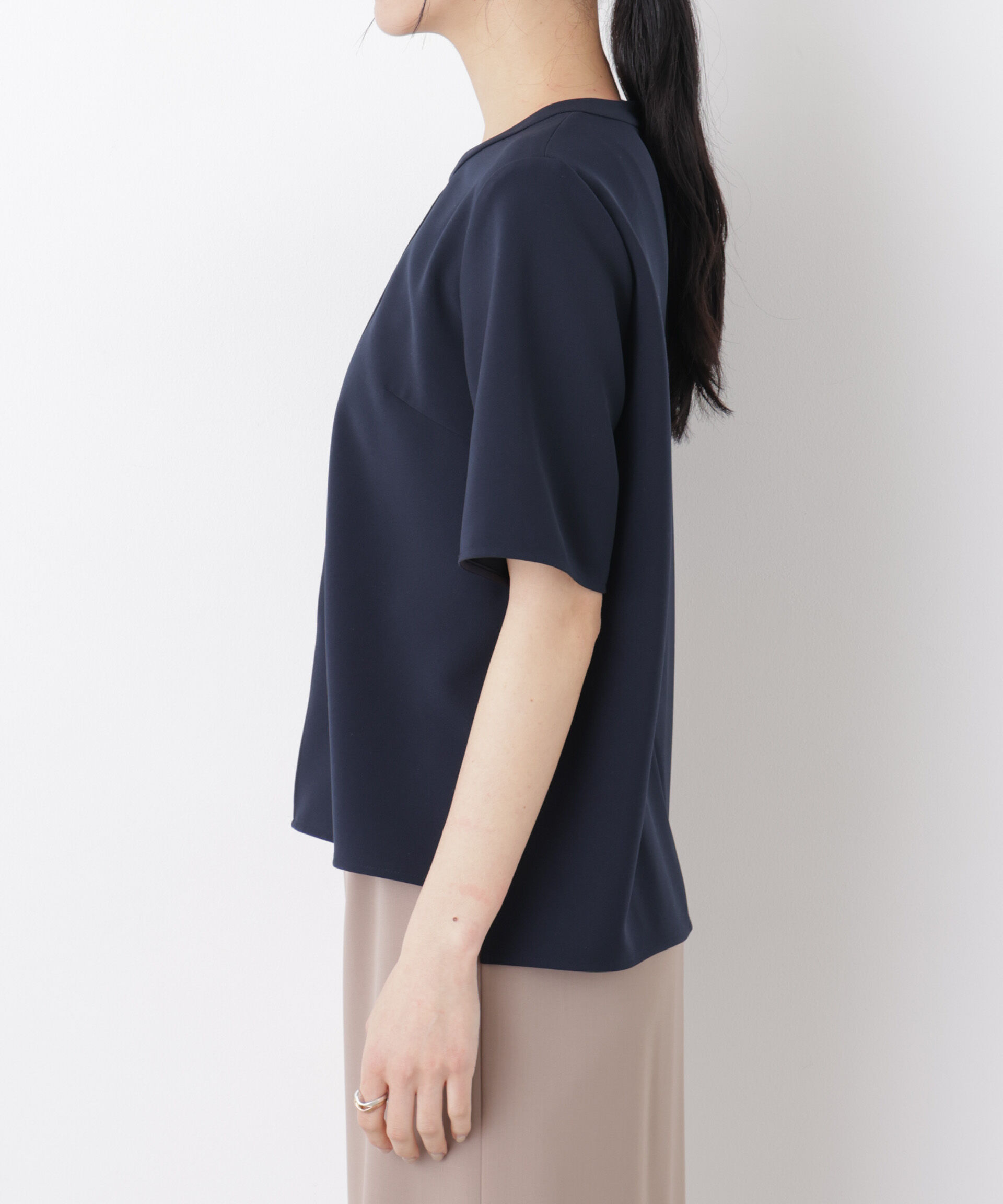 nano･universe「DressT/クルーネックハーフスリーブブラウス」|シャツ・ブラウス|