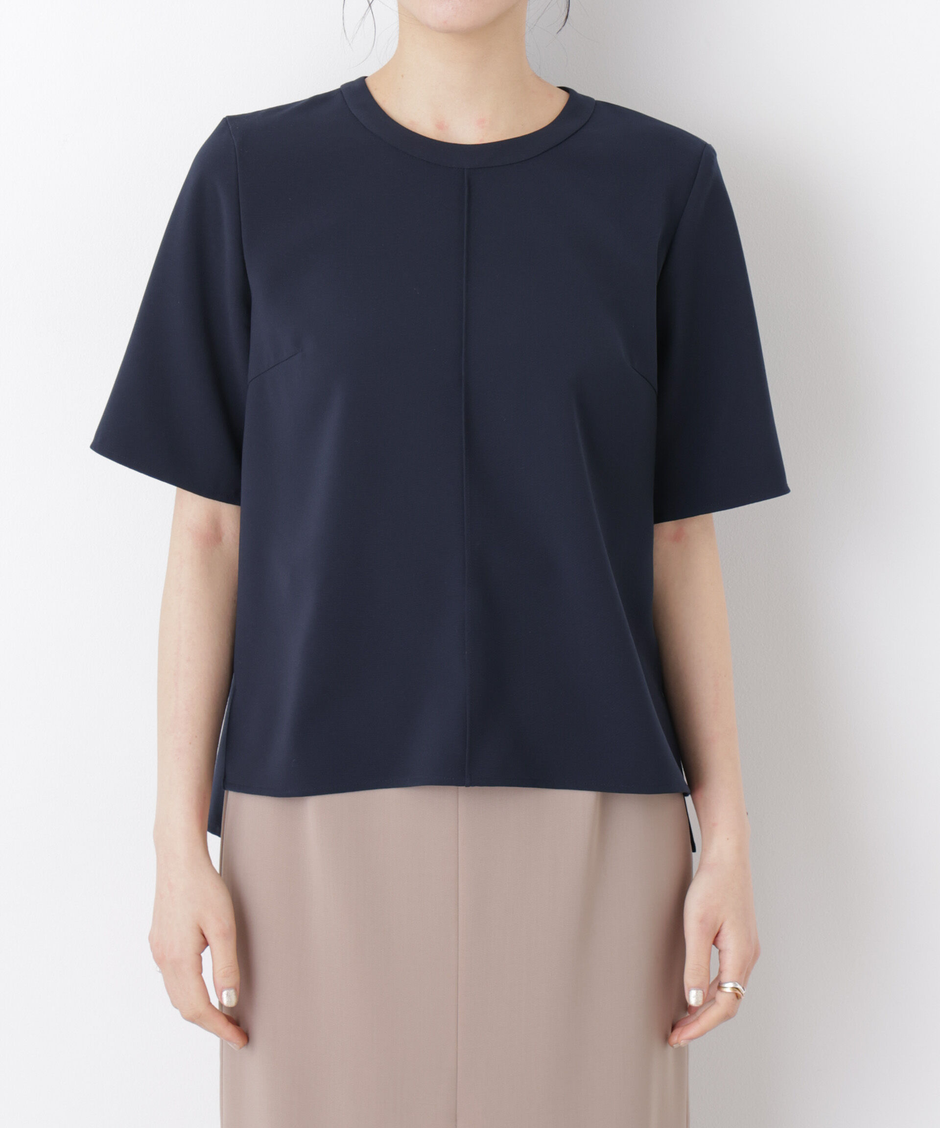 nano･universe「DressT/クルーネックハーフスリーブブラウス」|シャツ・ブラウス|