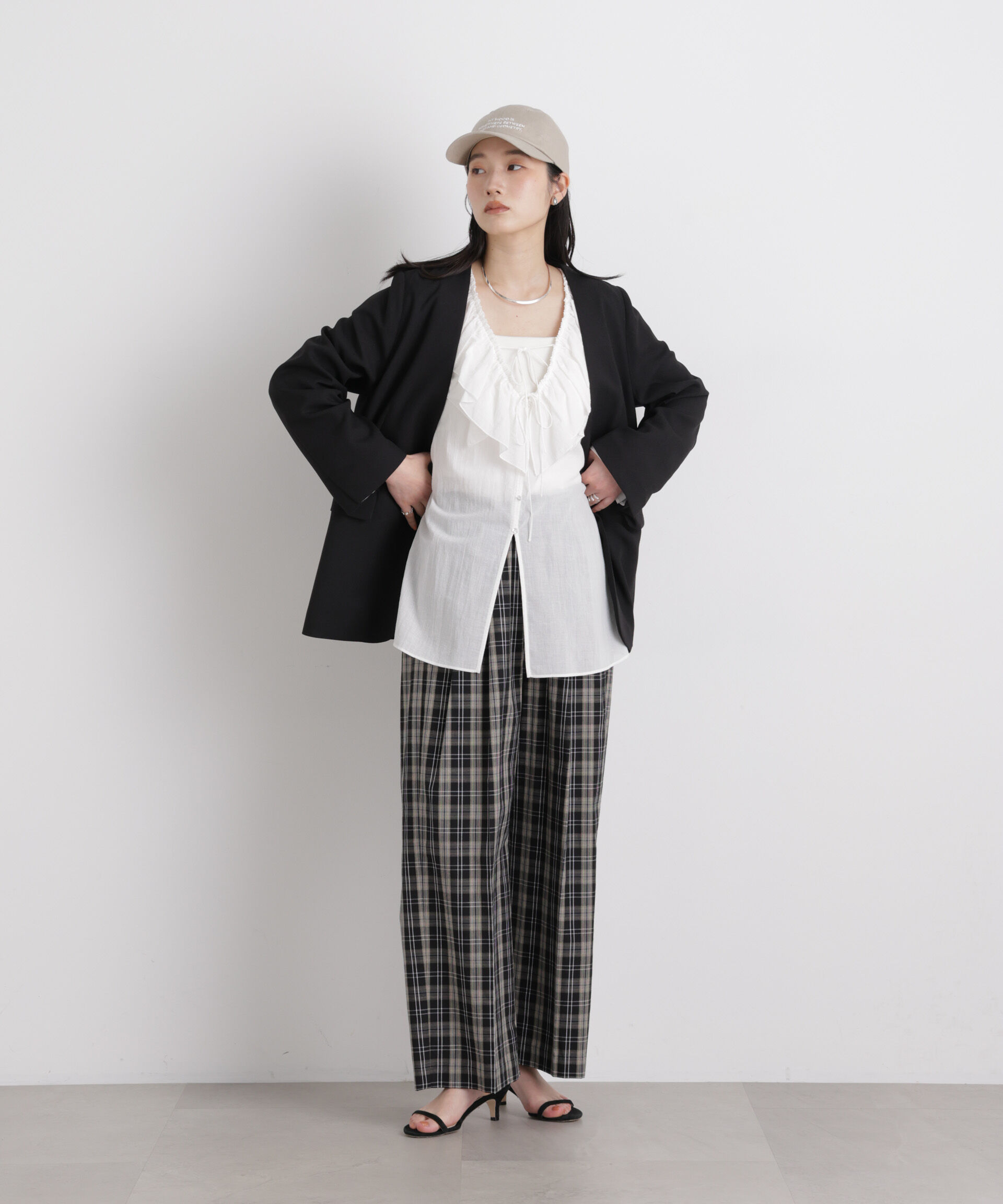 nano･universe「チェックイージーワイドパンツ」|チノ|