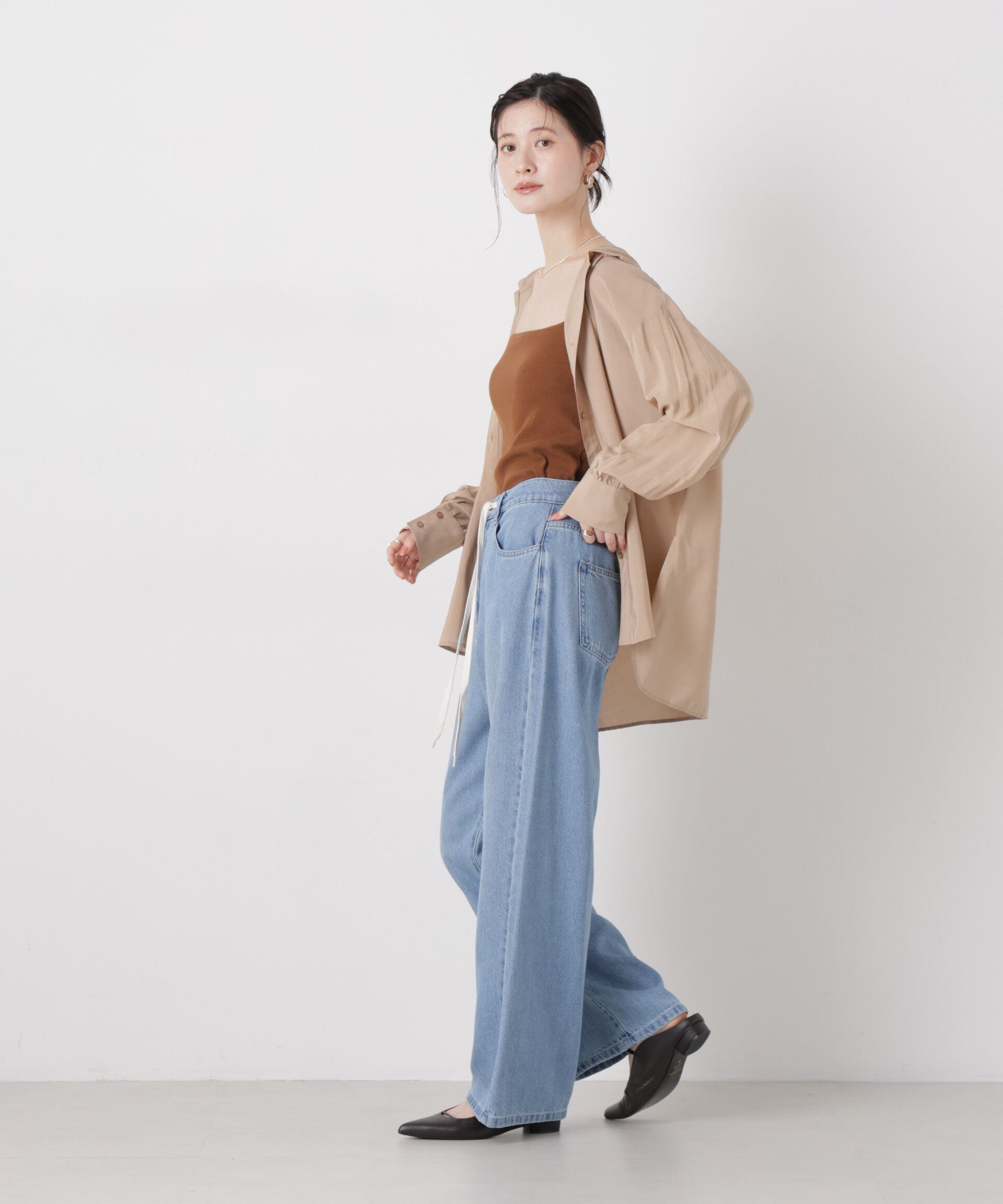 nano･universe「抗菌防臭リブカップ付きダブルストラップキャミソール」|Tシャツ・カットソー|