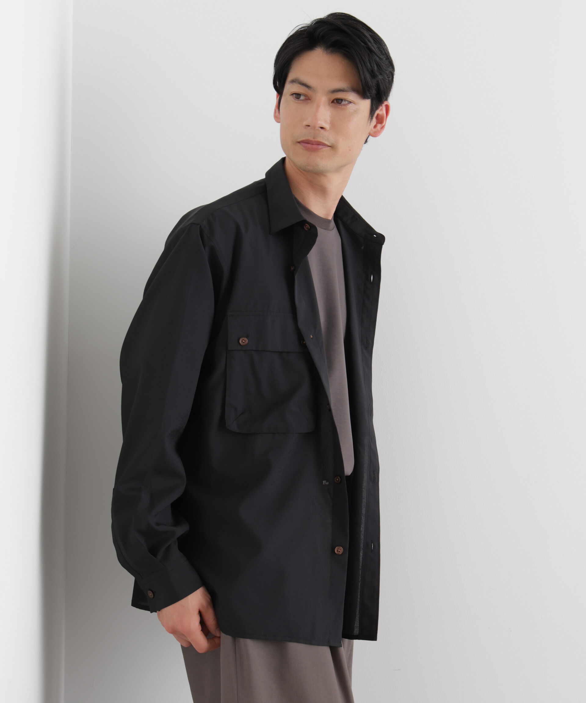 nano･universe「ﾃｸﾆｶﾙﾘﾈﾝﾗｲｸWﾎﾟｹｯﾄｼｬﾂｼﾞｬｹｯﾄ/吸水速乾･接触  」|シャツ・ブラウス|