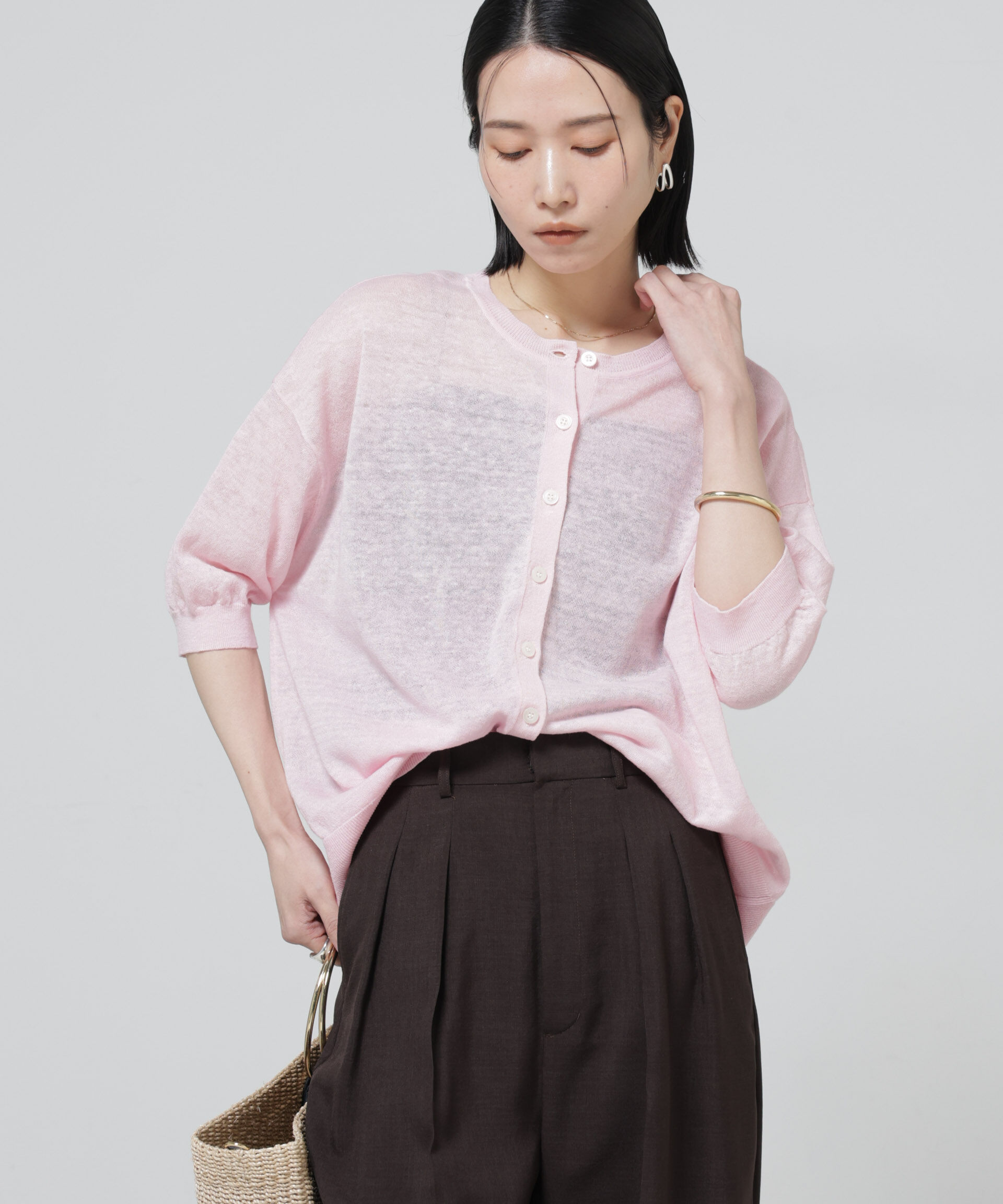 nano･universe「European Flax 2wayオーバーニットトップス」|ニット・セーター|L.ピンク1