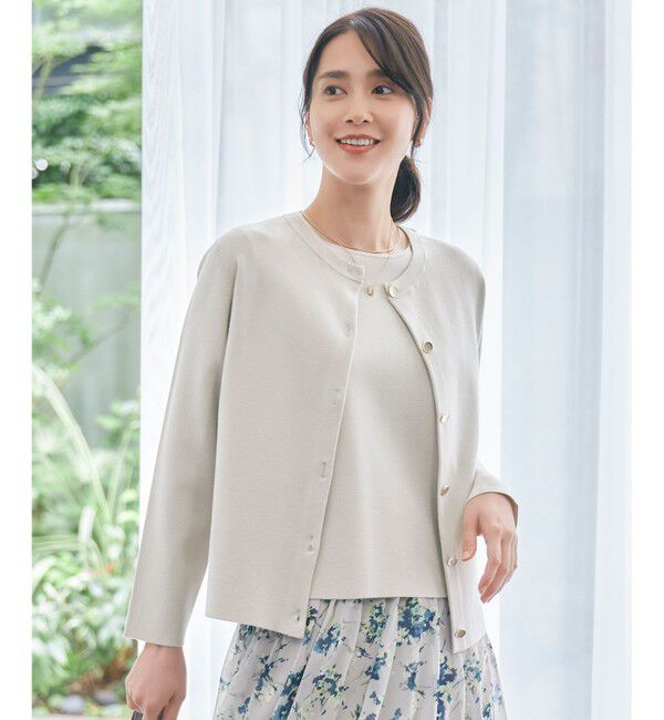 自由区「【アンサンブル対応・洗える】レーヨンストレッチ カーディガン」|カーディガン|ベージュ