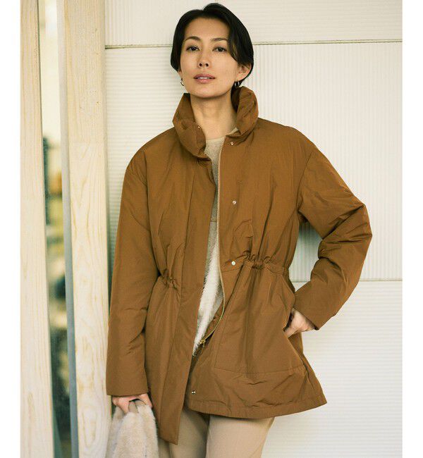 自由区「【カタログ掲載】マイクロタッサーダウンスタンドカラー コート」|ダウン|キャメル