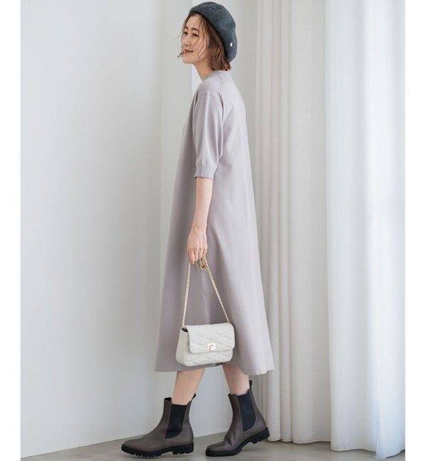 23区「【洗える】ヴィスコースストレッチ パフスリーブ ニットワンピース」|ワンピース|