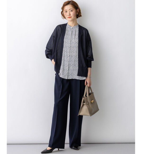 23区「シャイニーシアー フロントオープン カーディガン」|カーディガン|