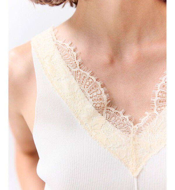 BEIGE,「【VERY NaVY掲載】RUBY / レーストリム リブタンクトップ」|ニット・セーター|