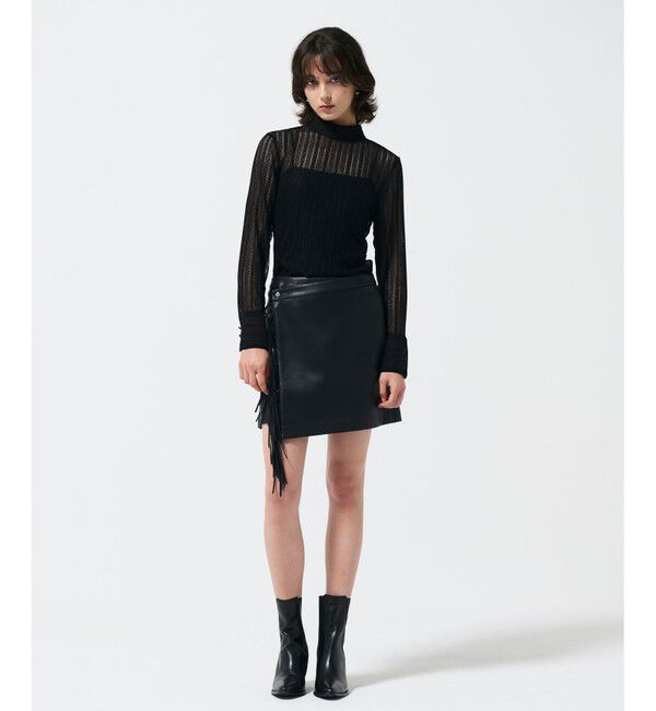 GRACE CONTINENTAL「フリンジミニスカート」|スカート|ブラック