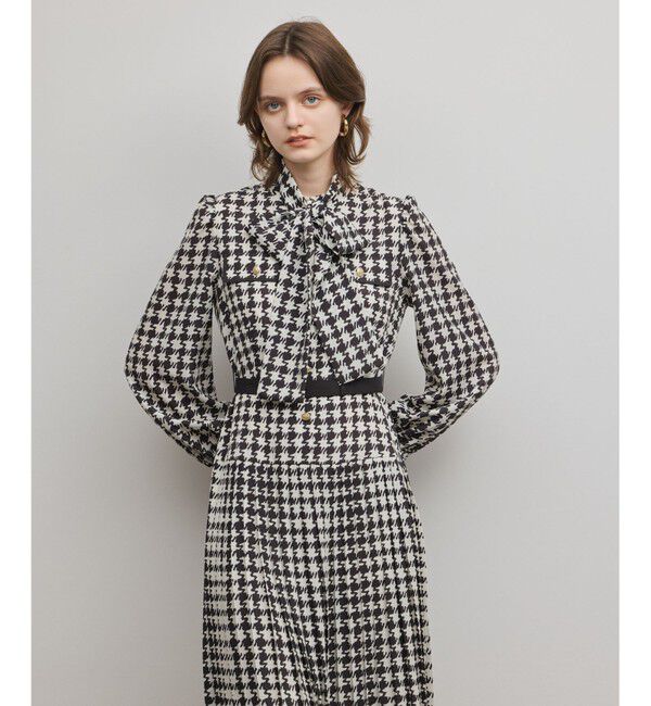 Diagram「バイカラーチェックプリントワンピース」|ワンピース|ブラック