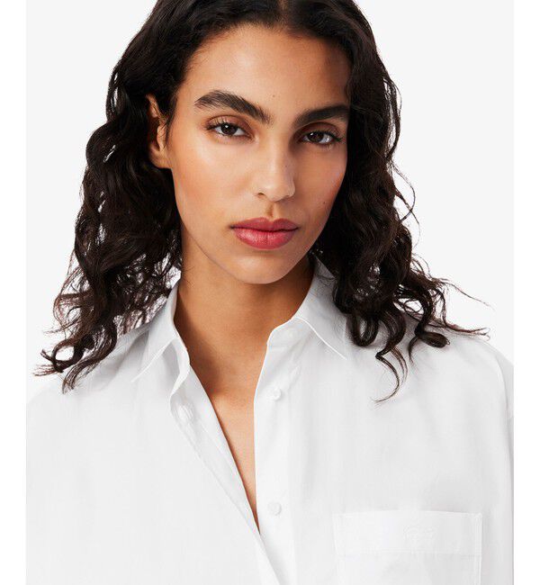 LACOSTE「コットンポプリン オーバーサイズストライプシャツ」|シャツ・ブラウス|