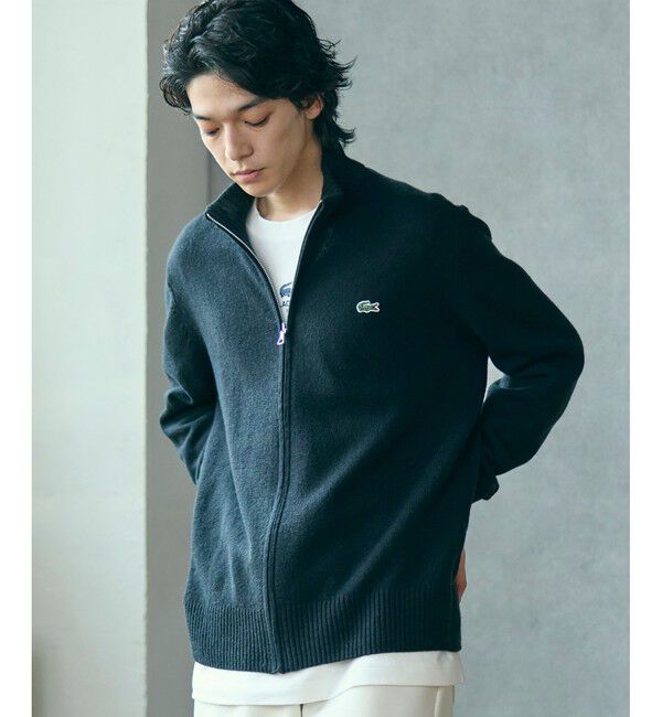 LACOSTE「ハイネックフルジップ ウールニットセーター / ドライバーズニット」|ニット・セーター|