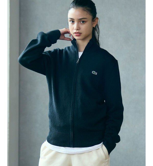 LACOSTE「ハイネックフルジップ ウールニットセーター / ドライバーズニット」|ニット・セーター|