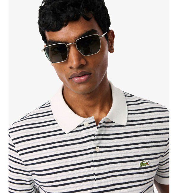 LACOSTE「マルチボーダー鹿の子地ポロシャツ」|ポロシャツ|